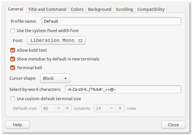 gnome-terminal preferences dialog